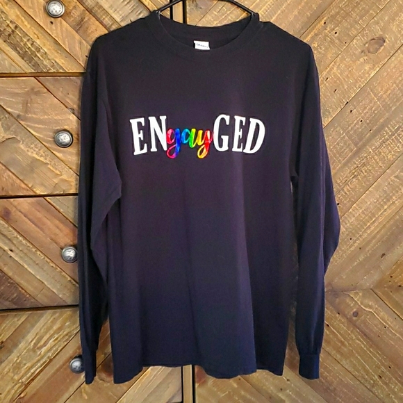 (2) enGAYged vinyl decal long sleeve. One fringed. - Picture 2 of 3